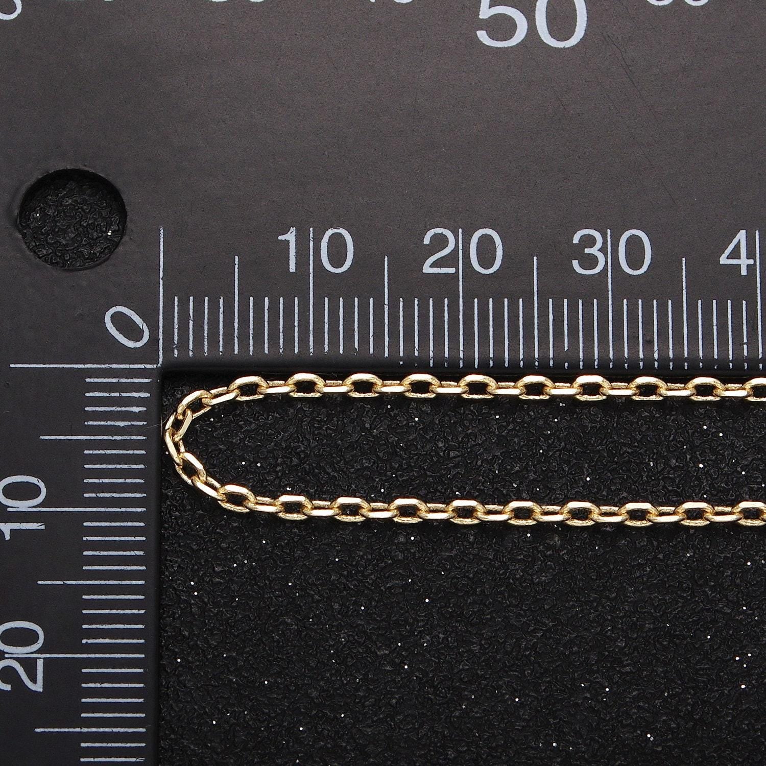 Gold filled 1.8mm rolo oval cable wholesale bulk unfinished jewelry making gold, silver chain by yard | roll-1033 roll-1108
