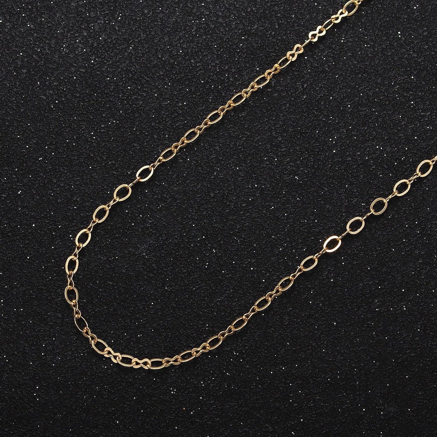 Dainty gold filled 2.2mm cable figure eight 8 link unfinished chain by yard for jewelry making in gold & silver | roll-1039 roll-1098