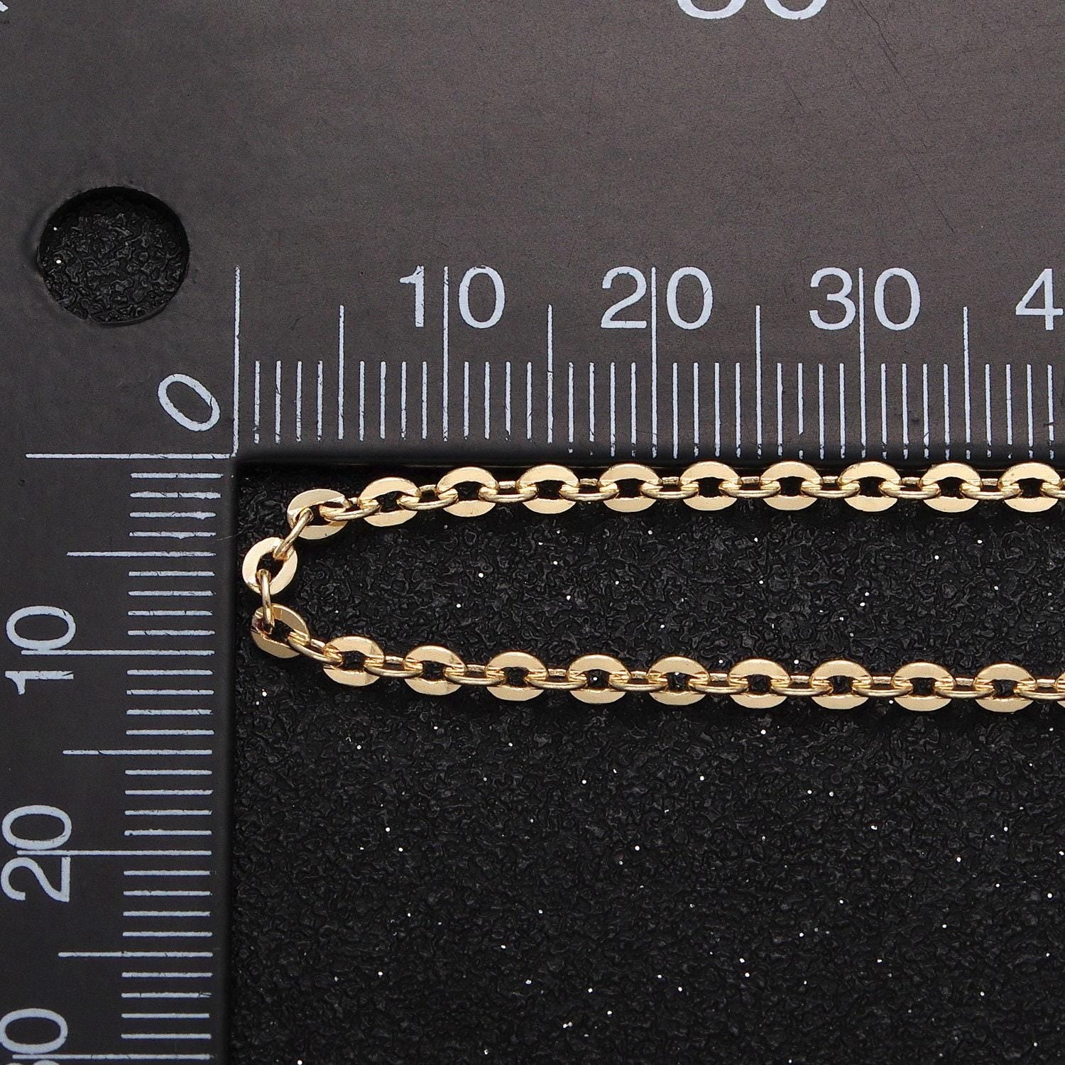 Gold filled 2.5mm dainty cable rolo unfinished chain by yard in gold & silver | roll-1065, roll-1096