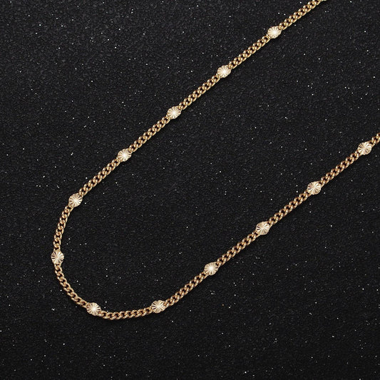 Dainty 24k gold filled 2mm curb sun burst textured link unfinished gold, silver chain by yard for diy jewelry making | roll-1030, roll-1093