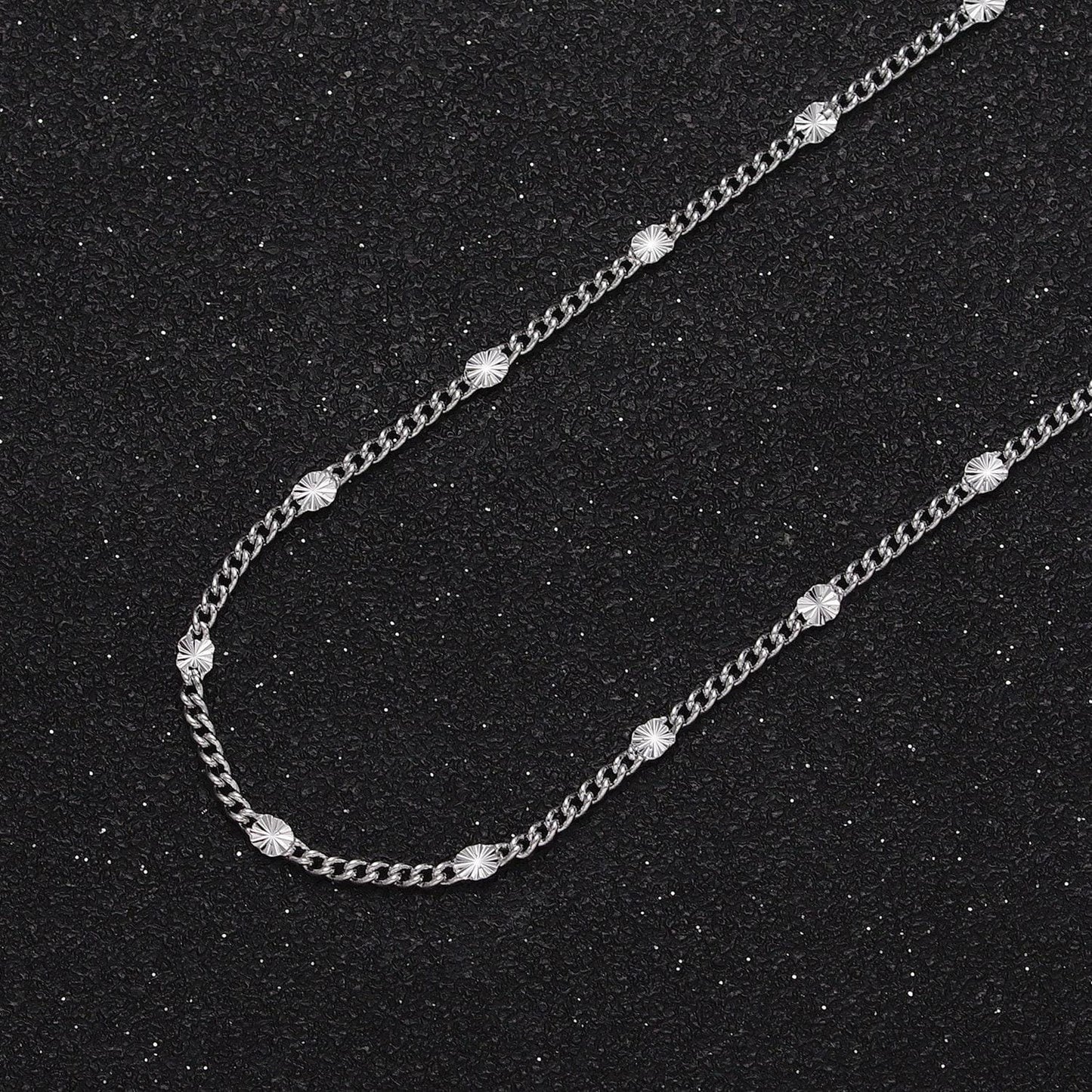 Dainty 24k gold filled 2mm curb sun burst textured link unfinished gold, silver chain by yard for diy jewelry making | roll-1030, roll-1093
