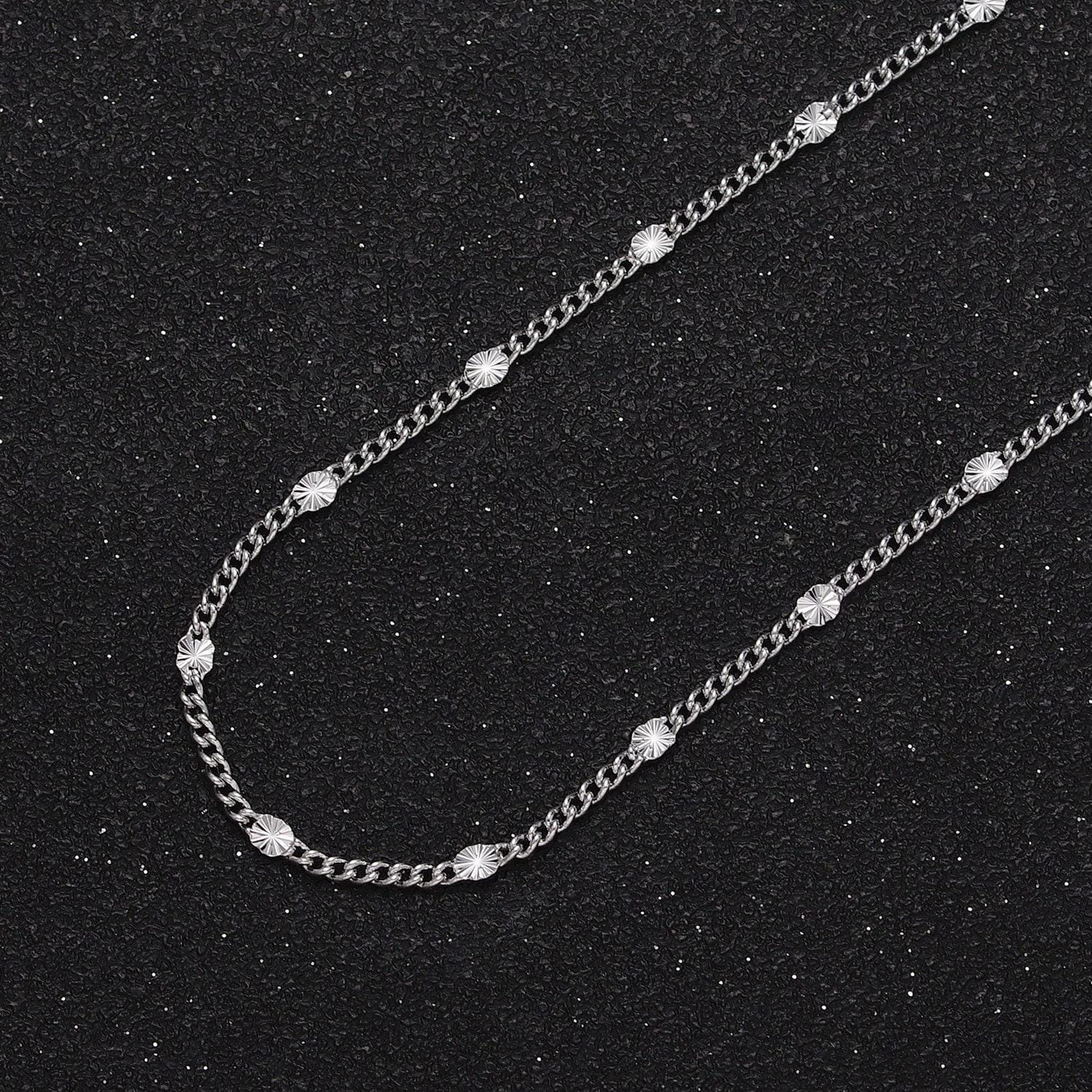 Dainty 24k gold filled 2mm curb sun burst textured link unfinished gold, silver chain by yard for diy jewelry making | roll-1030, roll-1093