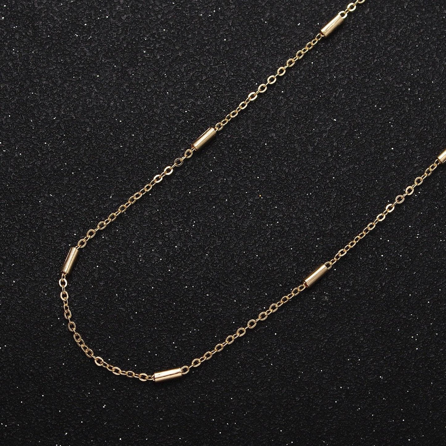 24k gold filled, white gold filled dainty 1.5mm rolo cable tube unfinished jewelry making gold, silver chain by yard | roll-1035, roll-1090