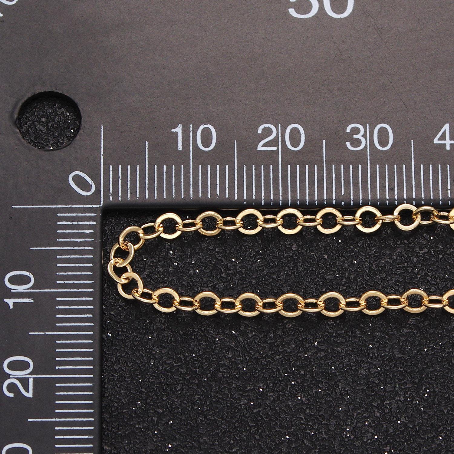 Dainty gold rolo cable chain 3mm width unfinished chain by yard for wholesale jewelry making supply roll-1046