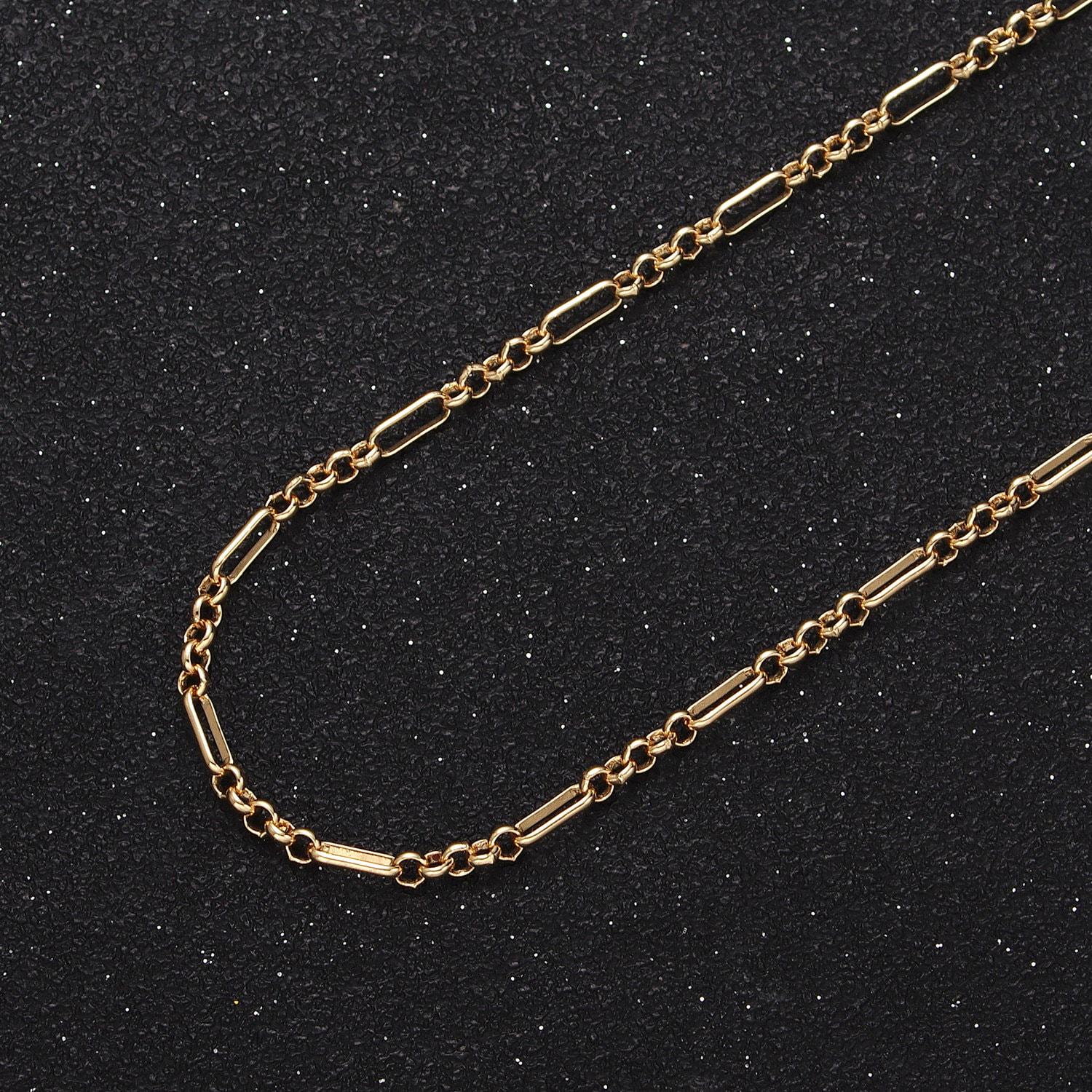 Dainty 2.2mm 14k gold filled rolo stadium cable paperclip wholesale bulk jewelry making gold & silver chain | roll 1061 roll-1085