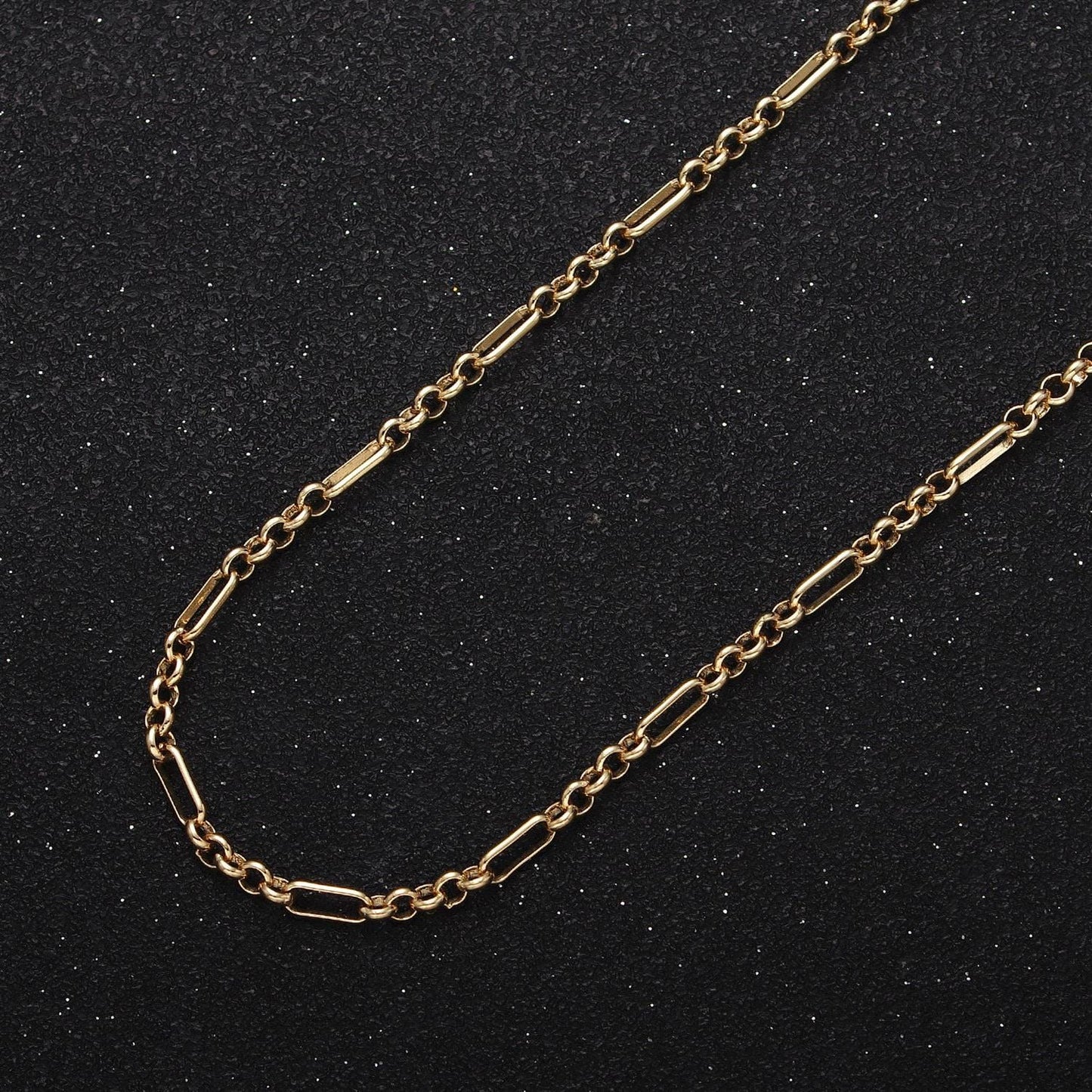 24k white gold filled 2.5mm dainty paper clip triple rolo link wholesale unfinished bulk chain in gold & silver | roll-1062 roll-1084