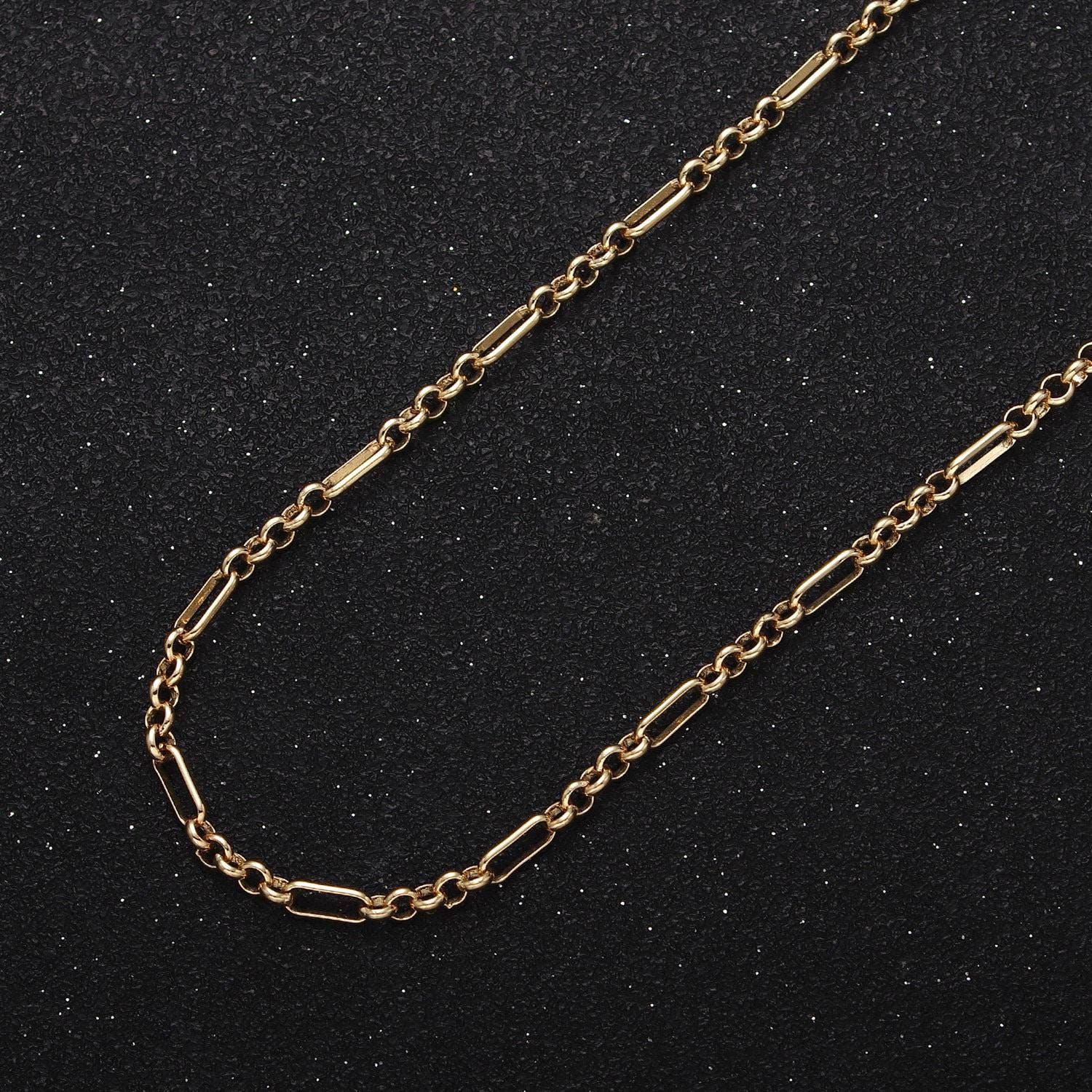 24k white gold filled 2.5mm dainty paper clip triple rolo link wholesale unfinished bulk chain in gold & silver | roll-1062 roll-1084
