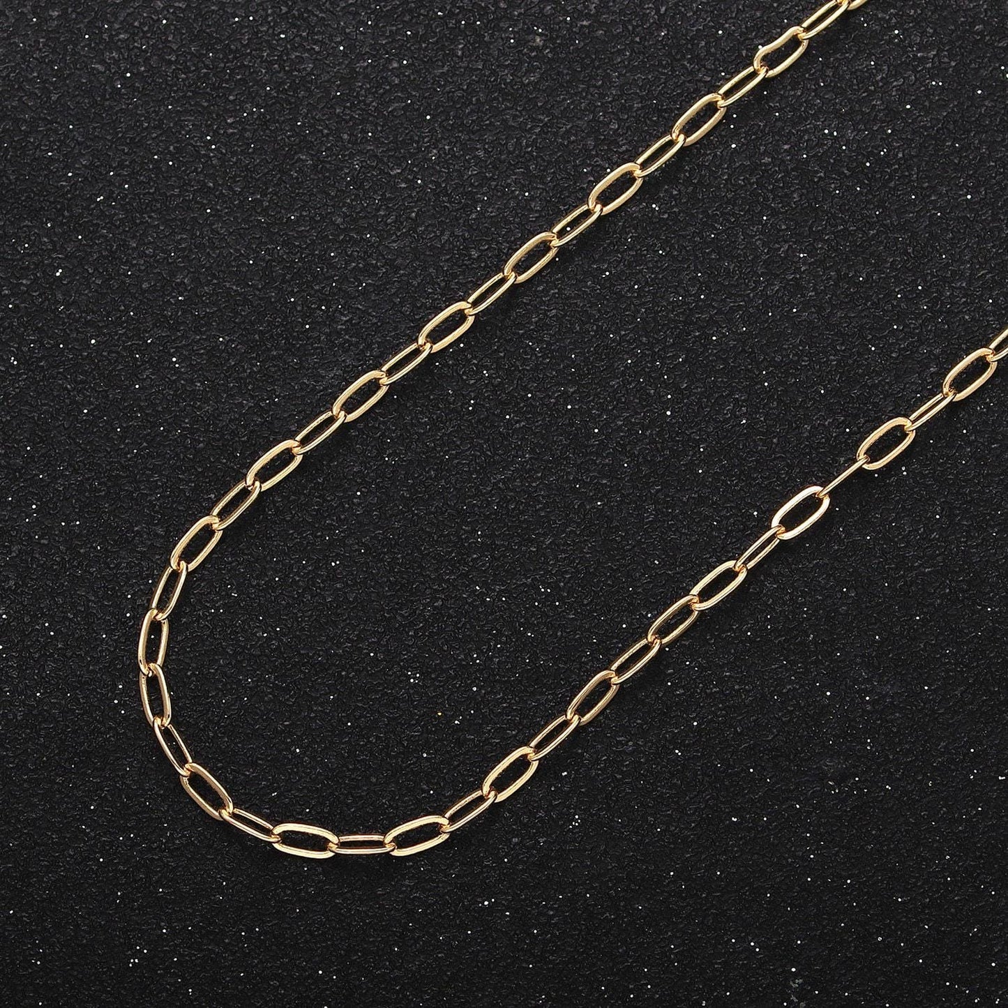 Dainty 24k white gold filled 2.2mm paperclip cable unfinished jewelry making chain by yard in gold & silver | roll-1032 roll-1082