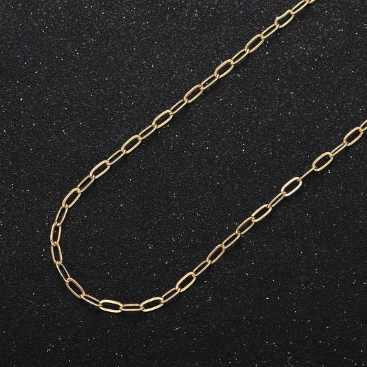 Dainty 24k white gold filled 2.2mm paperclip cable unfinished jewelry making chain by yard in gold & silver | roll-1032 roll-1082