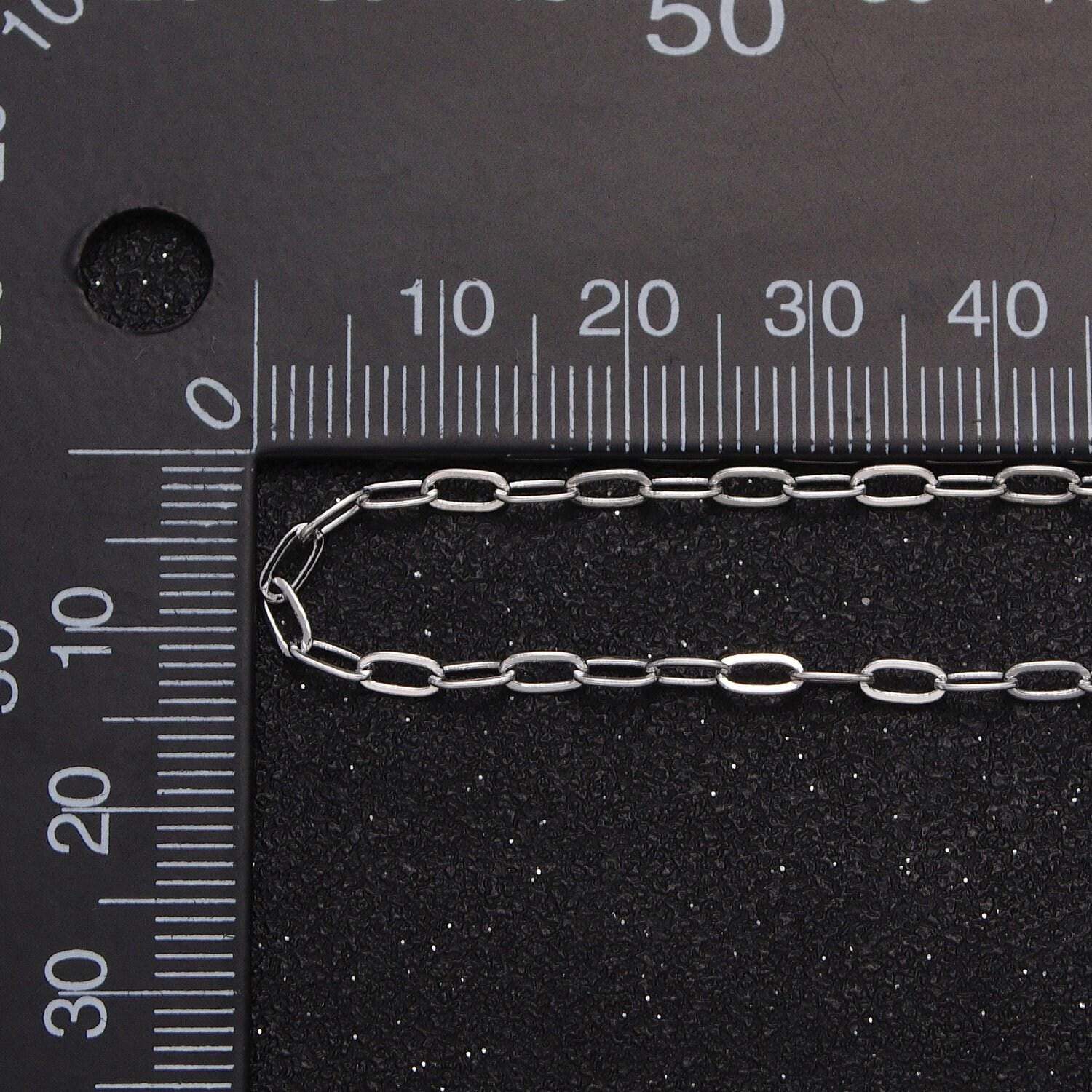 Dainty 24k white gold filled 2.2mm paperclip cable unfinished jewelry making chain by yard in gold & silver | roll-1032 roll-1082