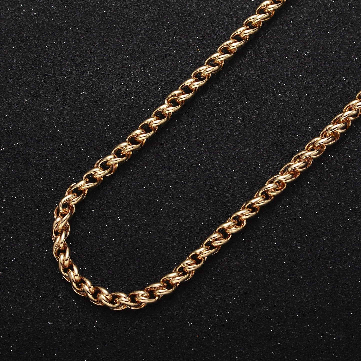 24k gold filled 4mm wheat curb statement unfinished gold, silver chain for diy jewelry making supply | roll-1045, roll-1079