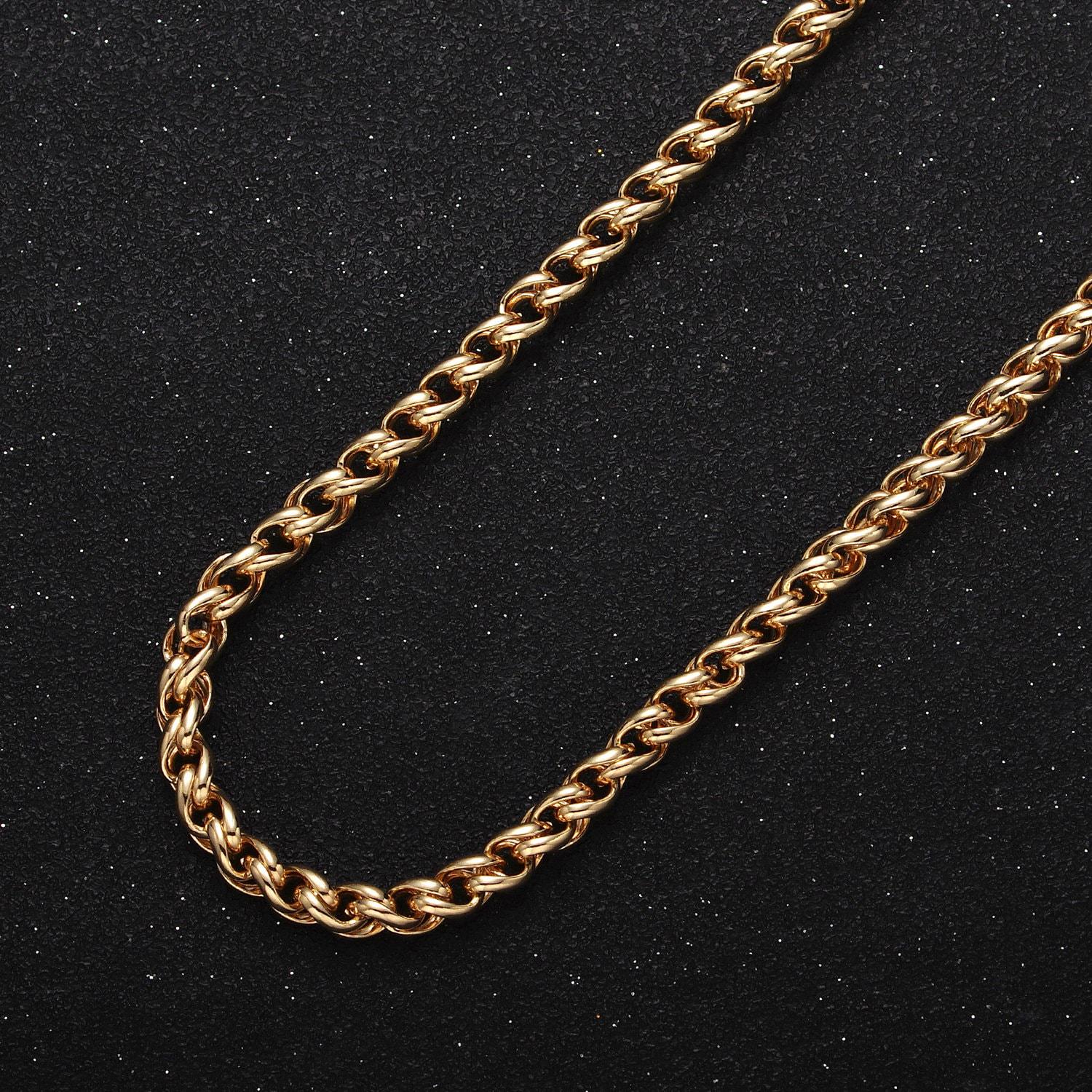 24k gold filled 4mm wheat curb statement unfinished gold, silver chain for diy jewelry making supply | roll-1045, roll-1079