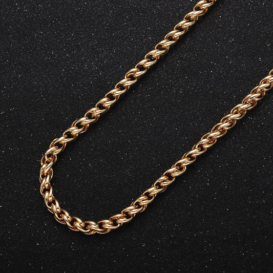 24k gold filled 4mm wheat curb statement unfinished gold, silver chain for diy jewelry making supply | roll-1045, roll-1079