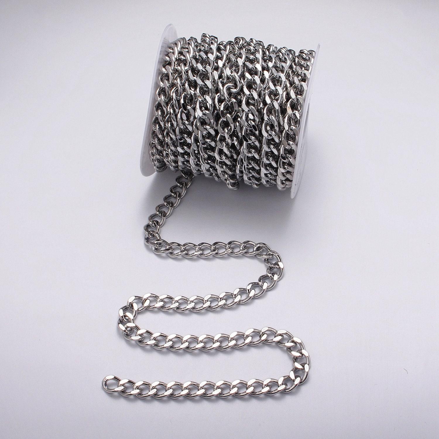 Bold gold miami cuban chain chunky heavy curb link gold, silver chain 10mm width for statement jewelry necklace | roll-1066 roll-1078