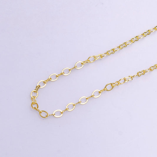 Dainty gold 2mm figure 8 oval cable unfinished dainty chain, by the yard wholesale bulk jewelry chain for making supply roll-1074