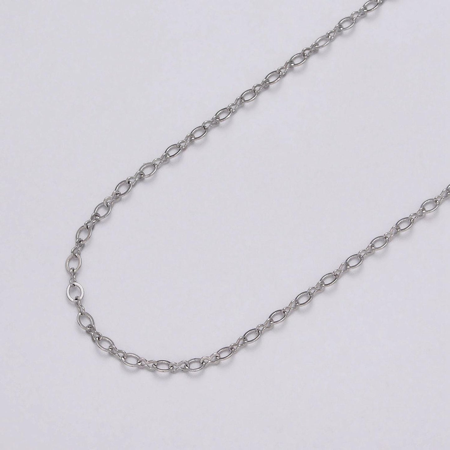 Dainty silver 2mm figure 8 oval cable unfinished dainty chain, by the yard wholesale bulk jewelry chain for making supply roll-1073