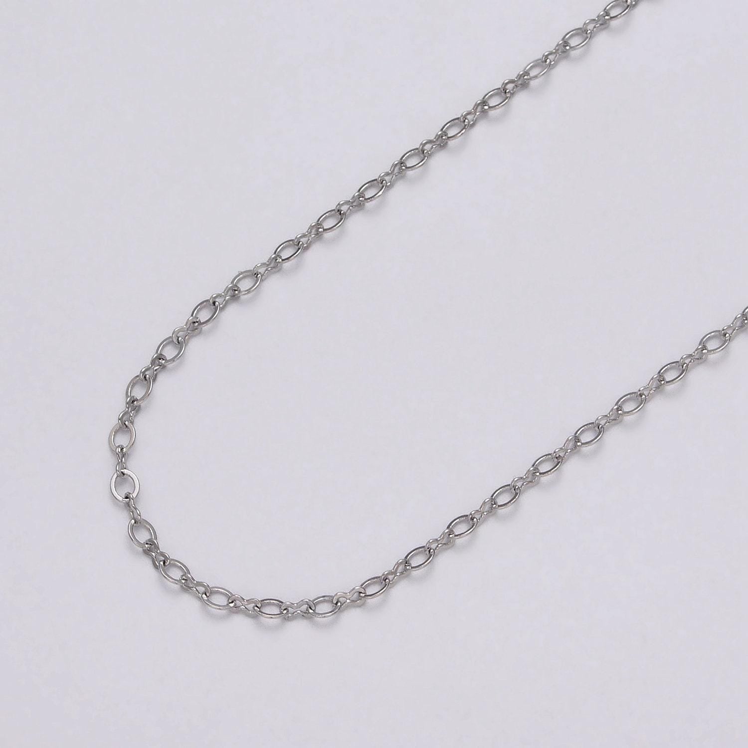 Dainty silver 2mm figure 8 oval cable unfinished dainty chain, by the yard wholesale bulk jewelry chain for making supply roll-1073