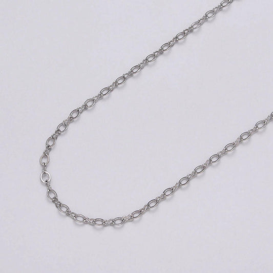 Dainty silver 2mm figure 8 oval cable unfinished dainty chain, by the yard wholesale bulk jewelry chain for making supply roll-1073
