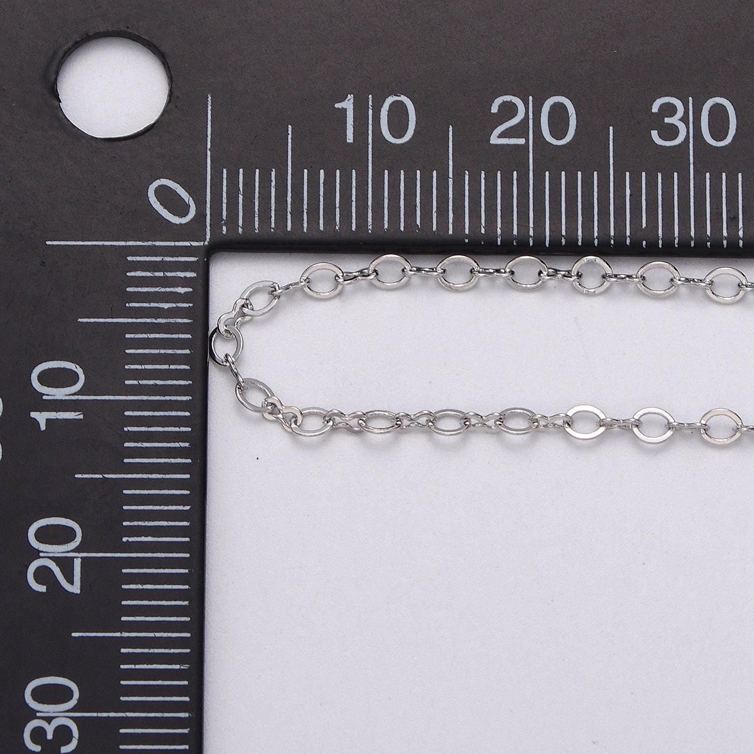 Dainty silver 2mm figure 8 oval cable unfinished dainty chain, by the yard wholesale bulk jewelry chain for making supply roll-1073