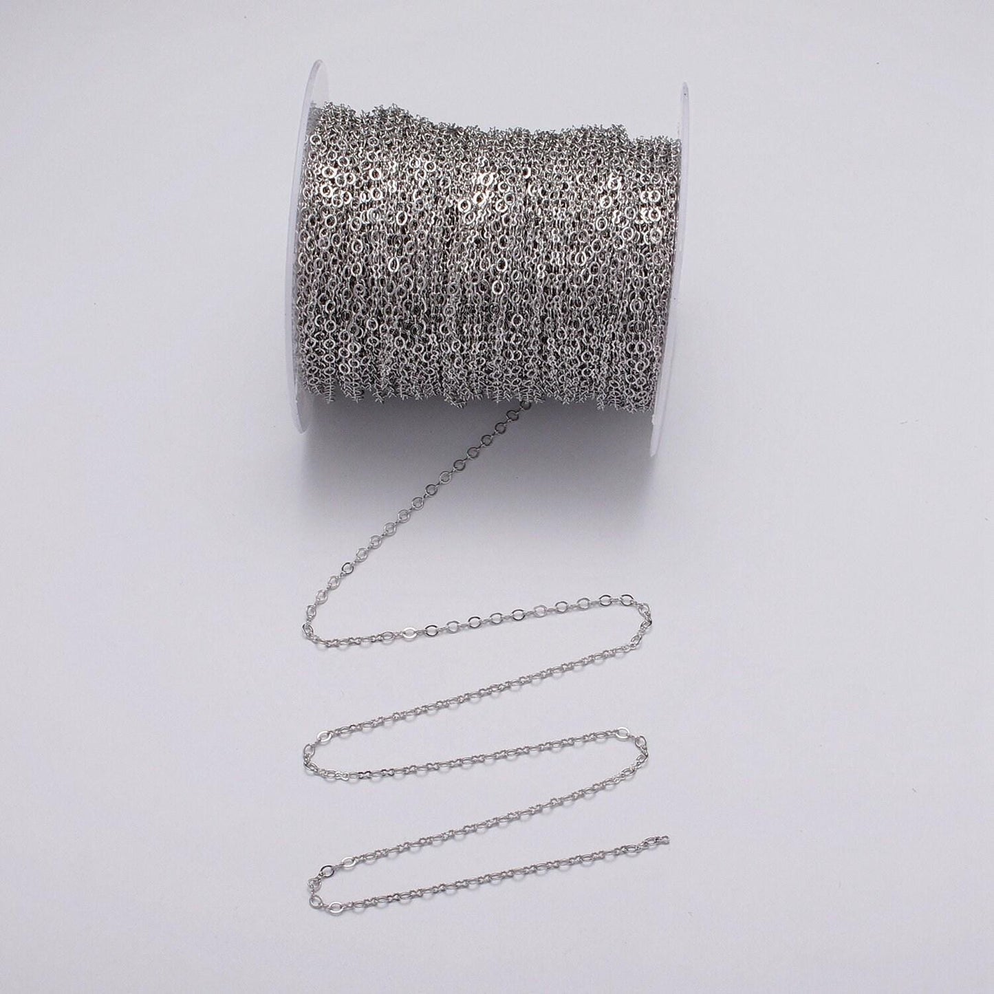 Dainty silver 2mm figure 8 oval cable unfinished dainty chain, by the yard wholesale bulk jewelry chain for making supply roll-1073