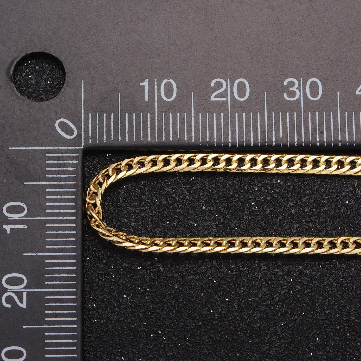 24k gold filled 2.8mm width flat designed cuban curb link statement unfinished chain by yard | roll-1069