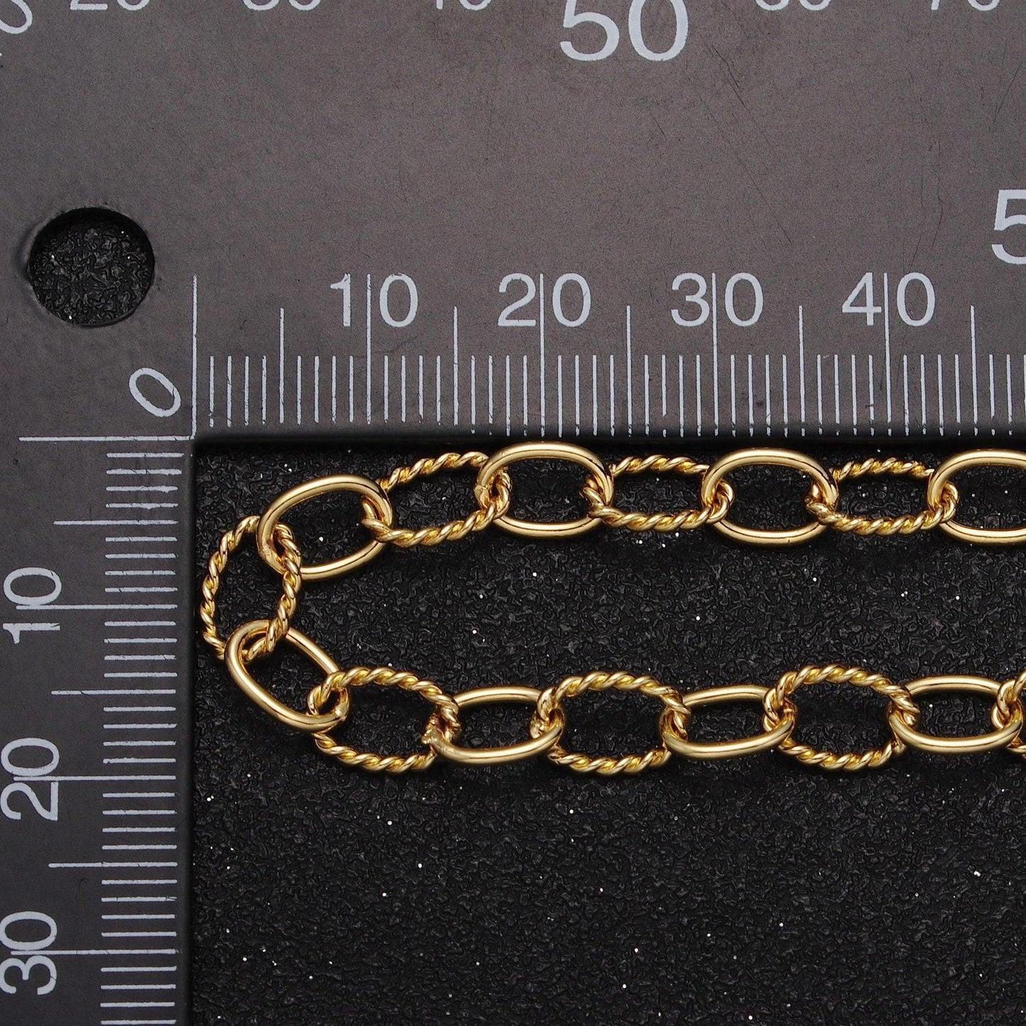 Gold twisted chain by yard cable chain, wholesale bulk roll chain for bracelet necklaces jewelry making 6mm width unfinished chain roll 1027