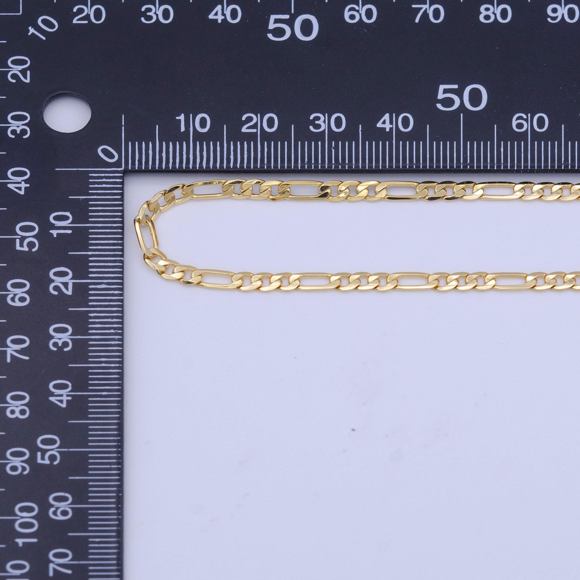 Gold figaro chain by yard, dainty figaro chain wholesale bulk roll chain for jewelry making, width is 3.3 mm roll 1012