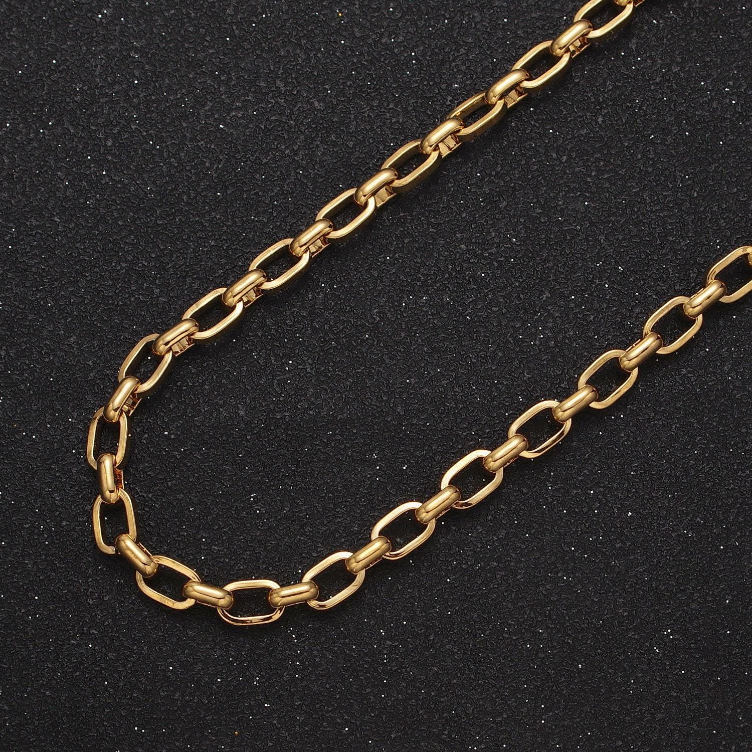 24k gold filled 6.6mm x 4.4mm cable paperclip unfinished bulk wholesale gold, silver chain | roll-1002 roll-1003