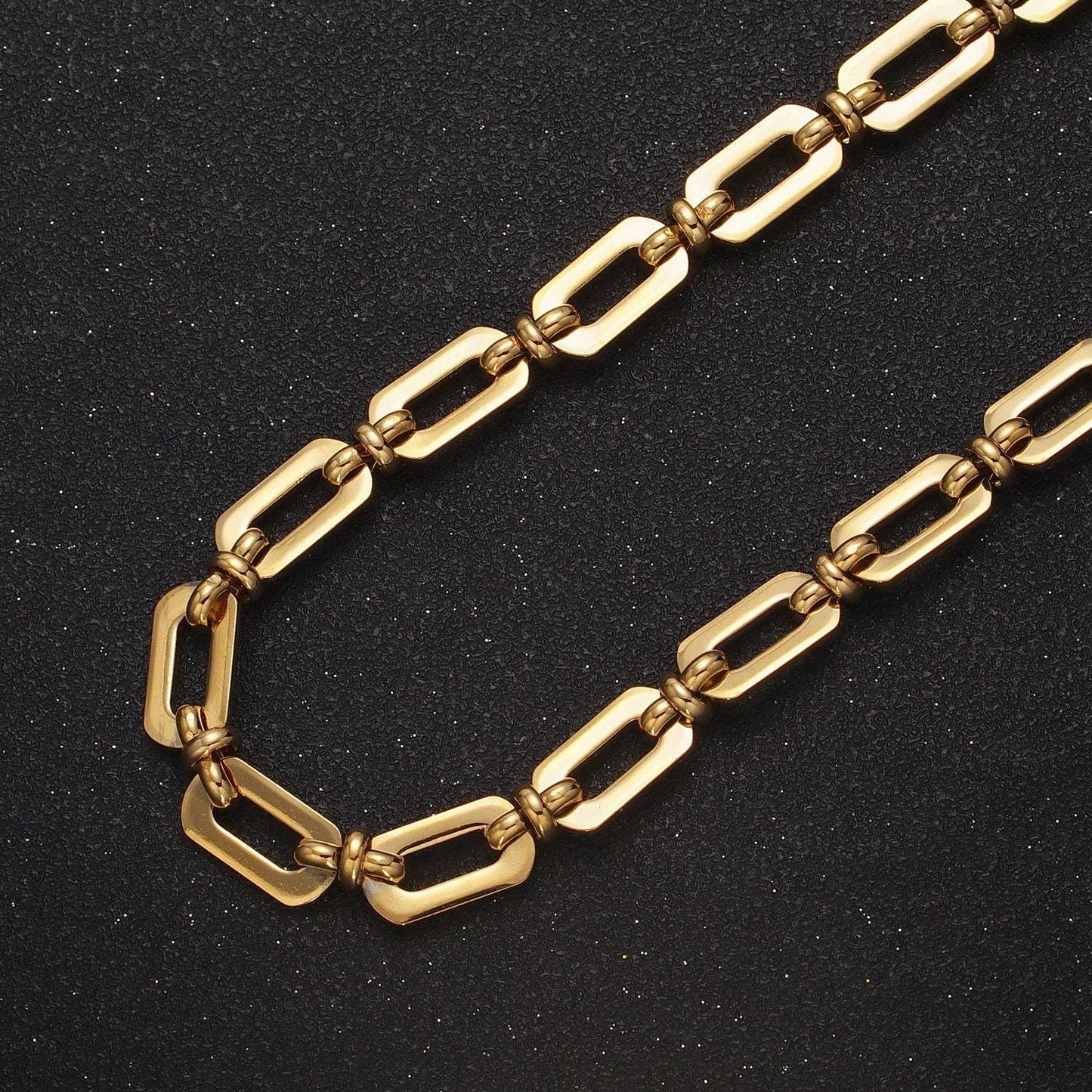 7.3mm designed unfinished statement chain, paperclip w. figure eight bulk chain in gold & silver | roll-1000, roll-1001