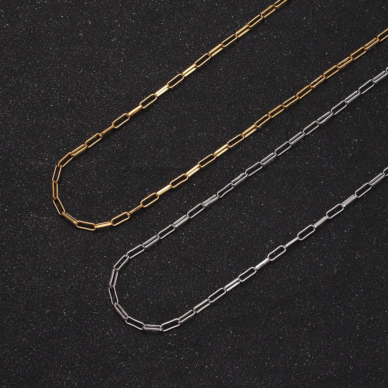24k gold filled 2.5mm paperclip unfinished gold & silver bulk wholesale jewelry making chain | roll-998, roll-999