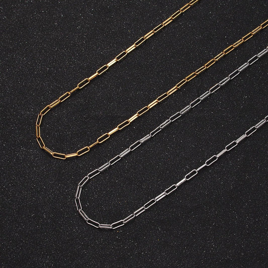 24k gold filled 2.5mm paperclip unfinished gold & silver bulk wholesale jewelry making chain | roll-998, roll-999