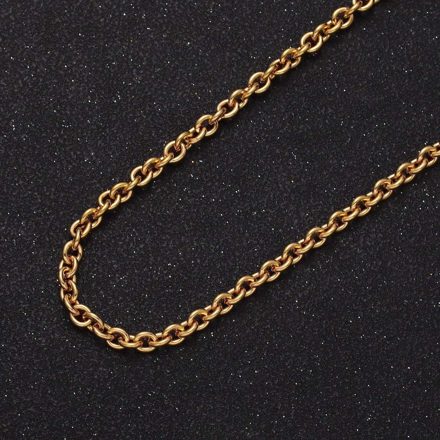 24k gold filled 4mm cable rolo unfinished bulk statement gold, silver jewelry making chain by yard | roll-990, roll-991