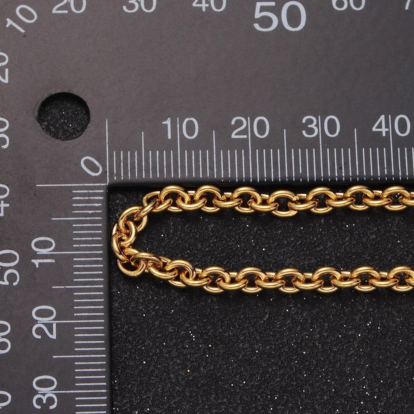 24k gold filled 4mm cable rolo unfinished bulk statement gold, silver jewelry making chain by yard | roll-990, roll-991