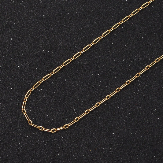 24k gold filled dainty 1.8mm flat edge paper clip cable link wholesale jewelry making unfinished chain in gold | roll-970