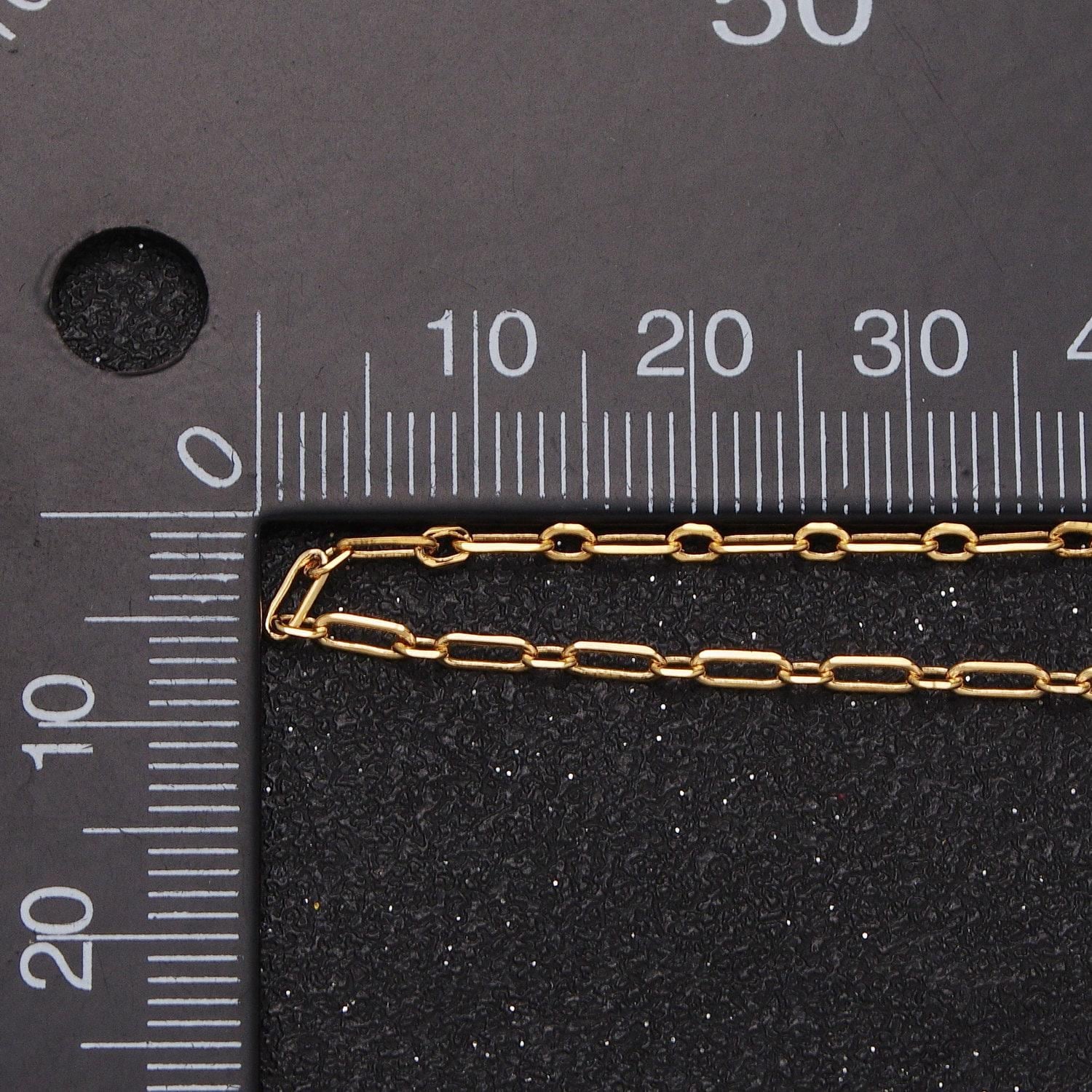 24k gold filled dainty 1.8mm flat edge paper clip cable link wholesale jewelry making unfinished chain in gold | roll-970