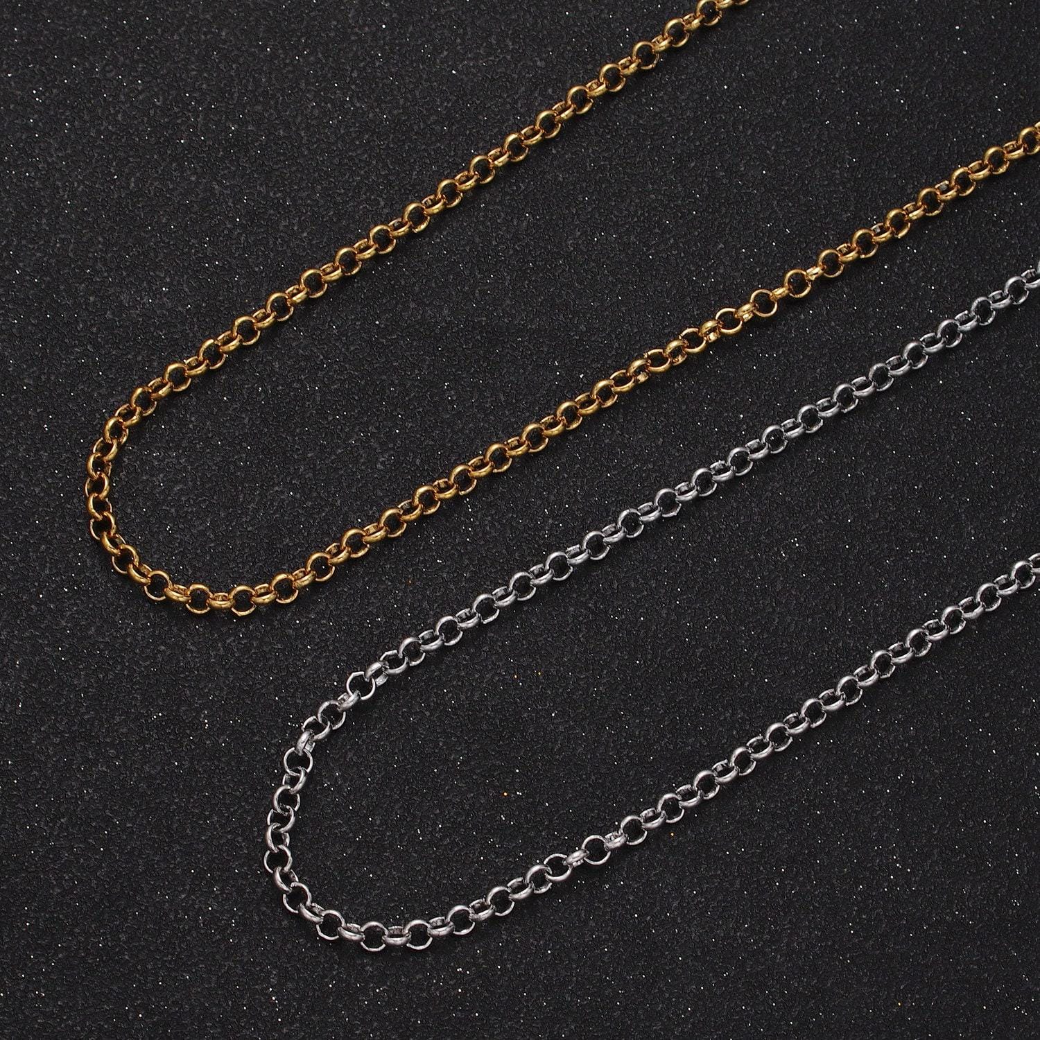 24k gold filled 3.5mm round rolo unfinished wholesale unfinished gold, silver jewelry making component chain by yard | roll-966, roll-967