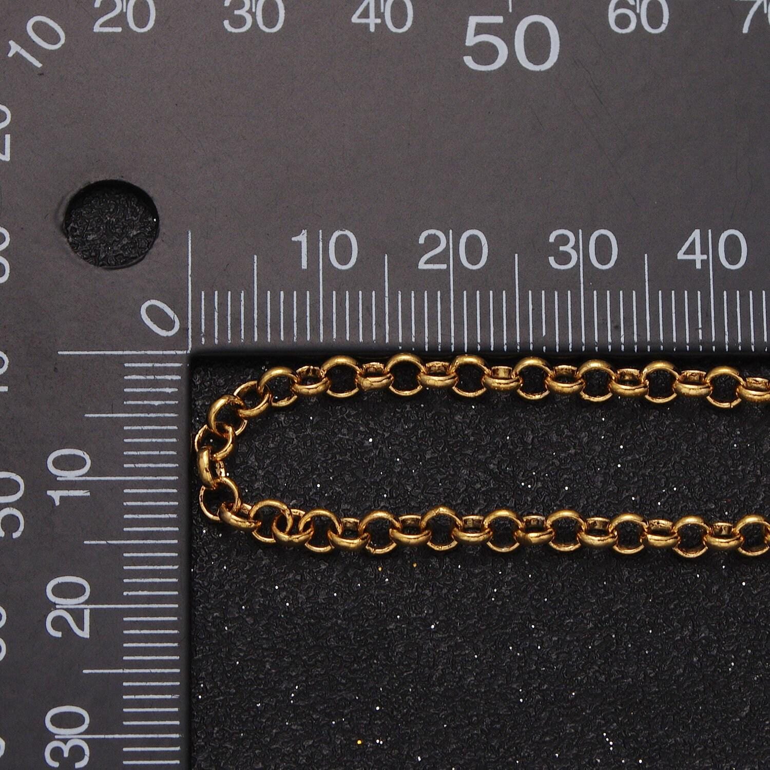24k gold filled 3.5mm round rolo unfinished wholesale unfinished gold, silver jewelry making component chain by yard | roll-966, roll-967