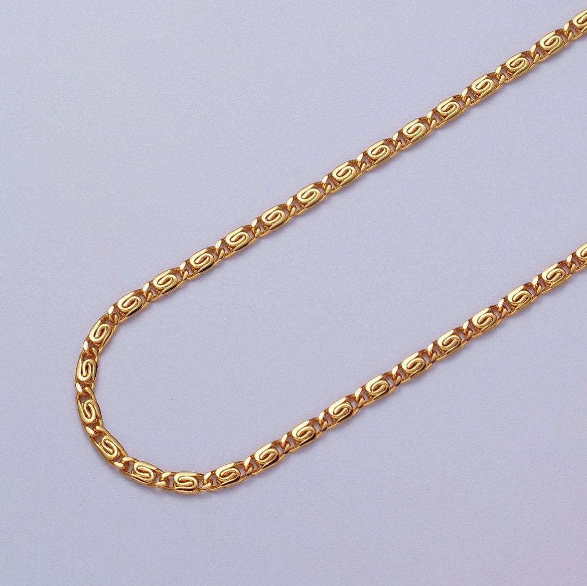 24k gold filled scroll unfinished bulk chain by yard, 2.6mm width gold & silver wholesale elegant chain for jewelry | roll-955, roll-956