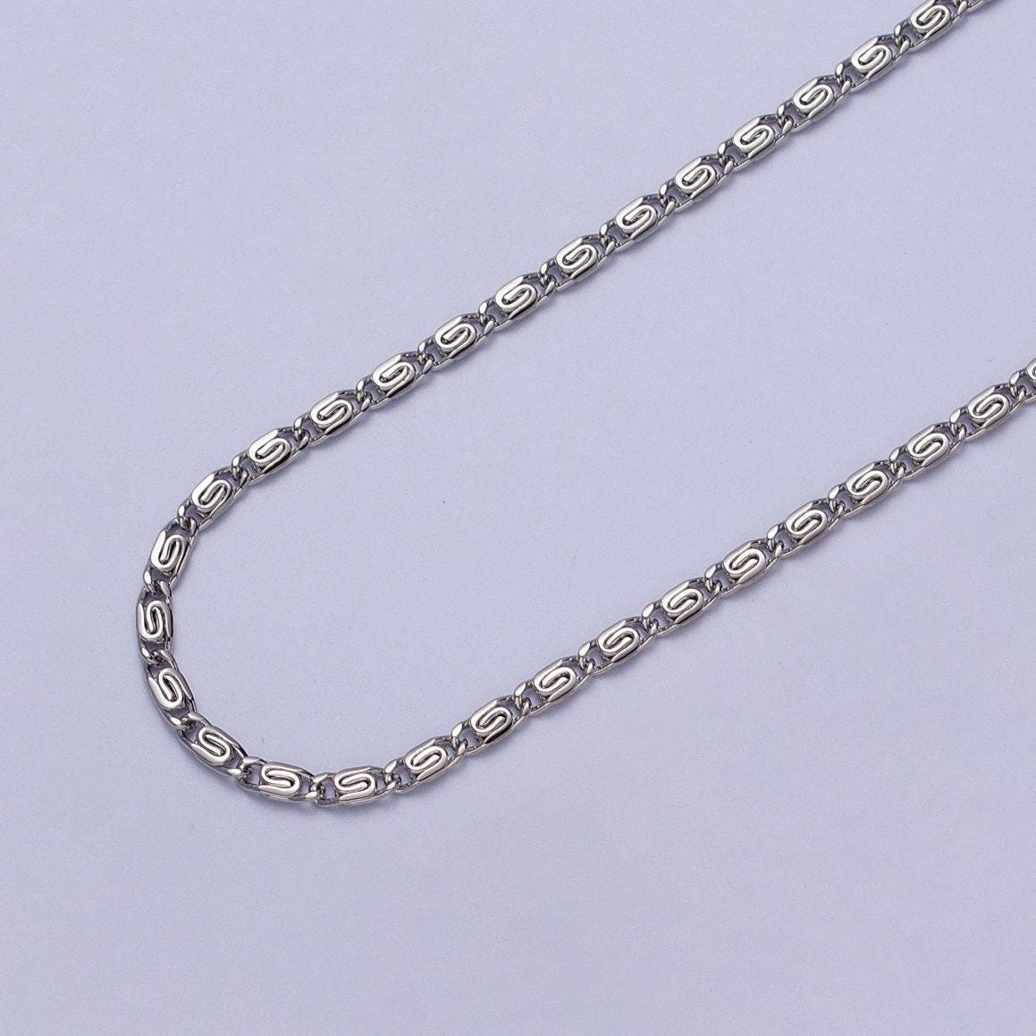 24k gold filled scroll unfinished bulk chain by yard, 2.6mm width gold & silver wholesale elegant chain for jewelry | roll-955, roll-956
