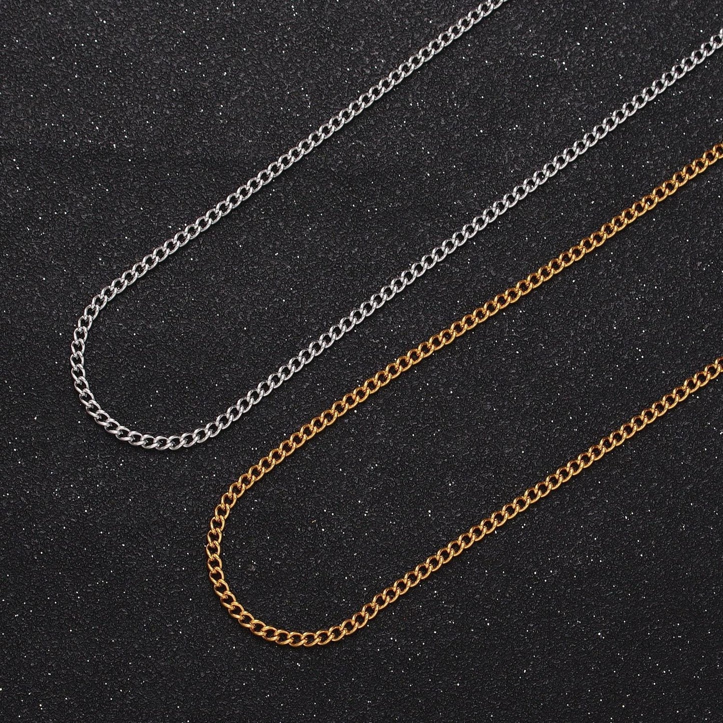 24k gold filled mini curb unfinished chain by yard, 2mm width gold & silver wholesale bulk chain | roll-943, roll-944