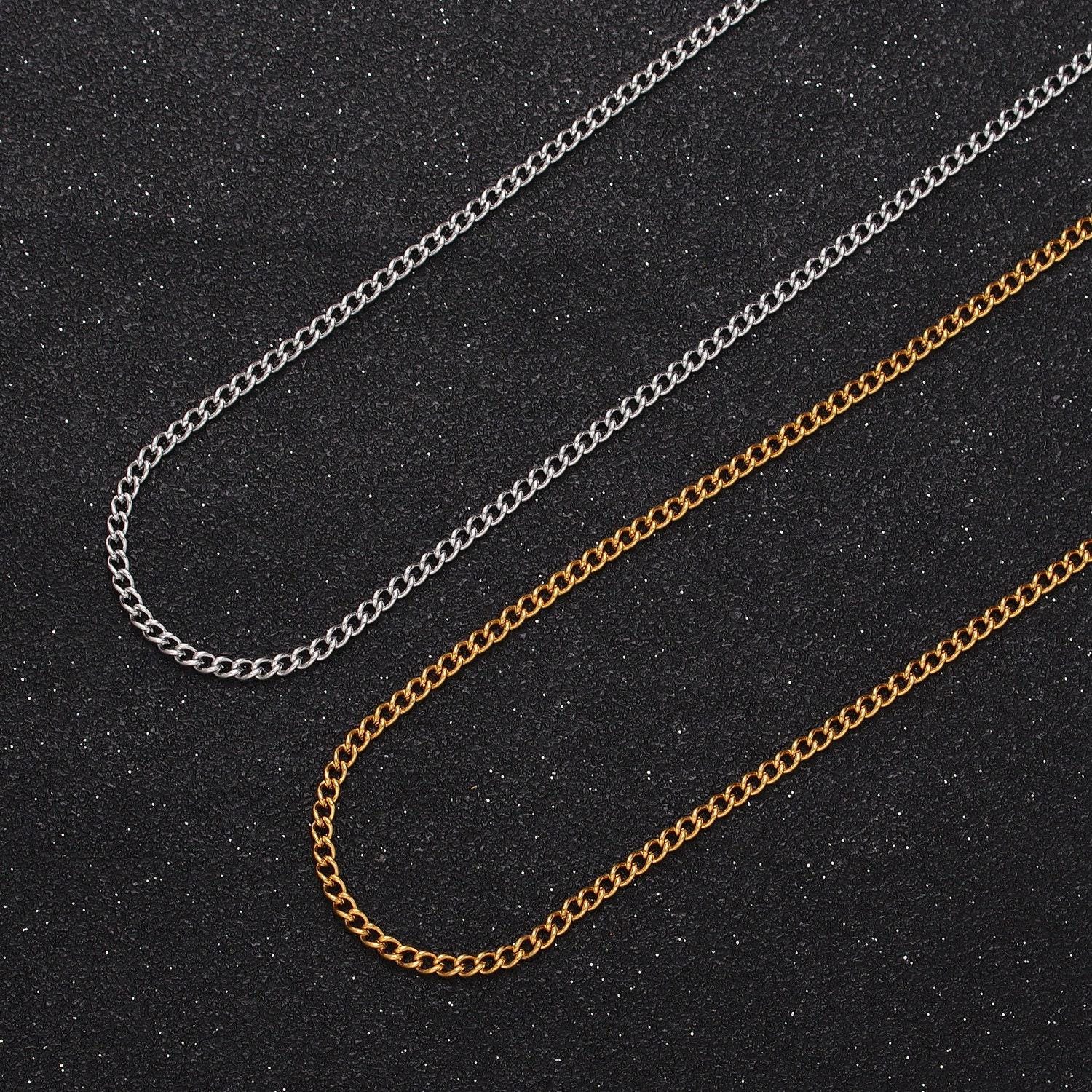 24k gold filled mini curb unfinished chain by yard, 2mm width gold & silver wholesale bulk chain | roll-943, roll-944