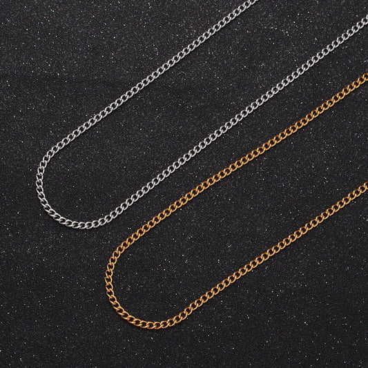 24k gold filled mini curb unfinished chain by yard, 2mm width gold & silver wholesale bulk chain | roll-943, roll-944