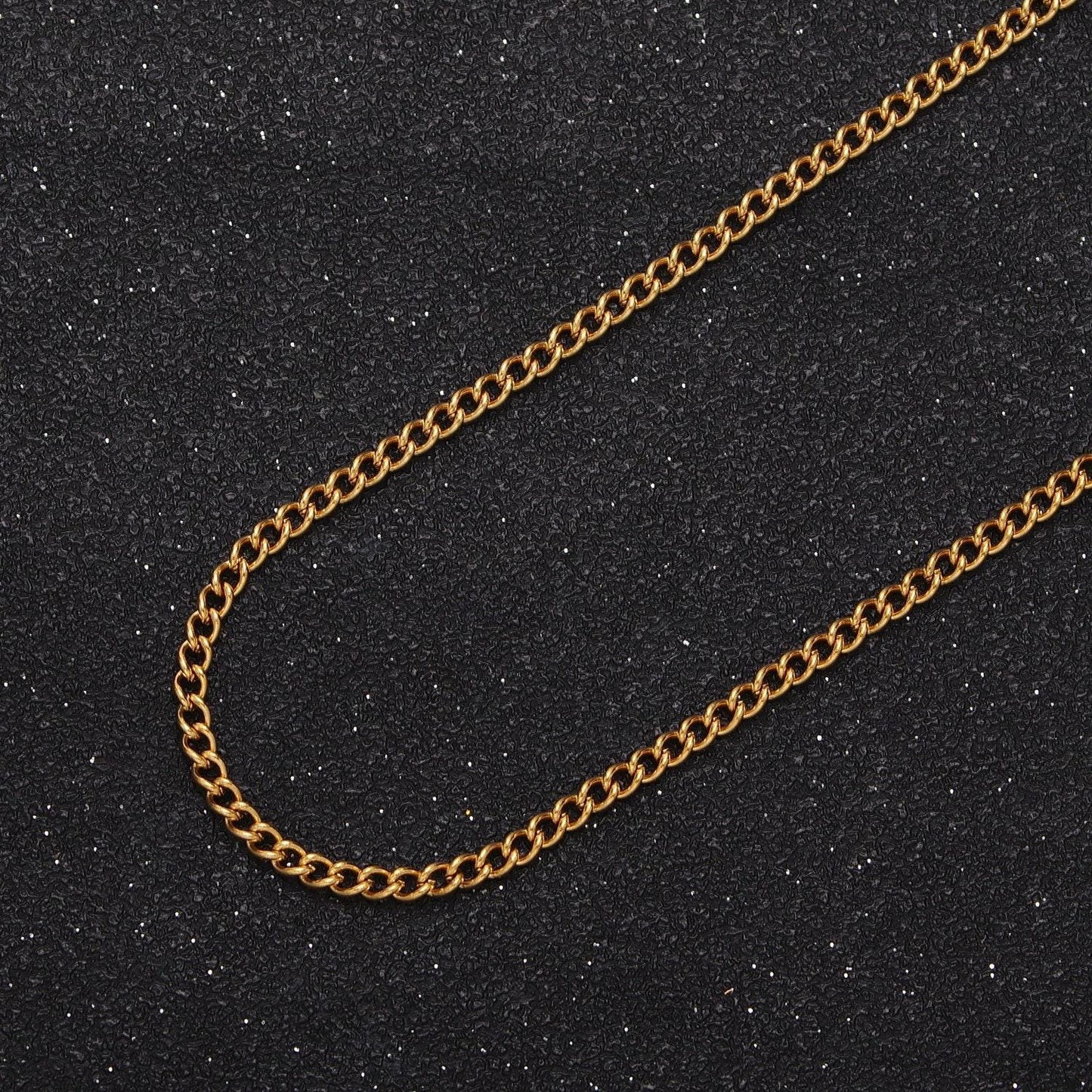 24k gold filled mini curb unfinished chain by yard, 2mm width gold & silver wholesale bulk chain | roll-943, roll-944