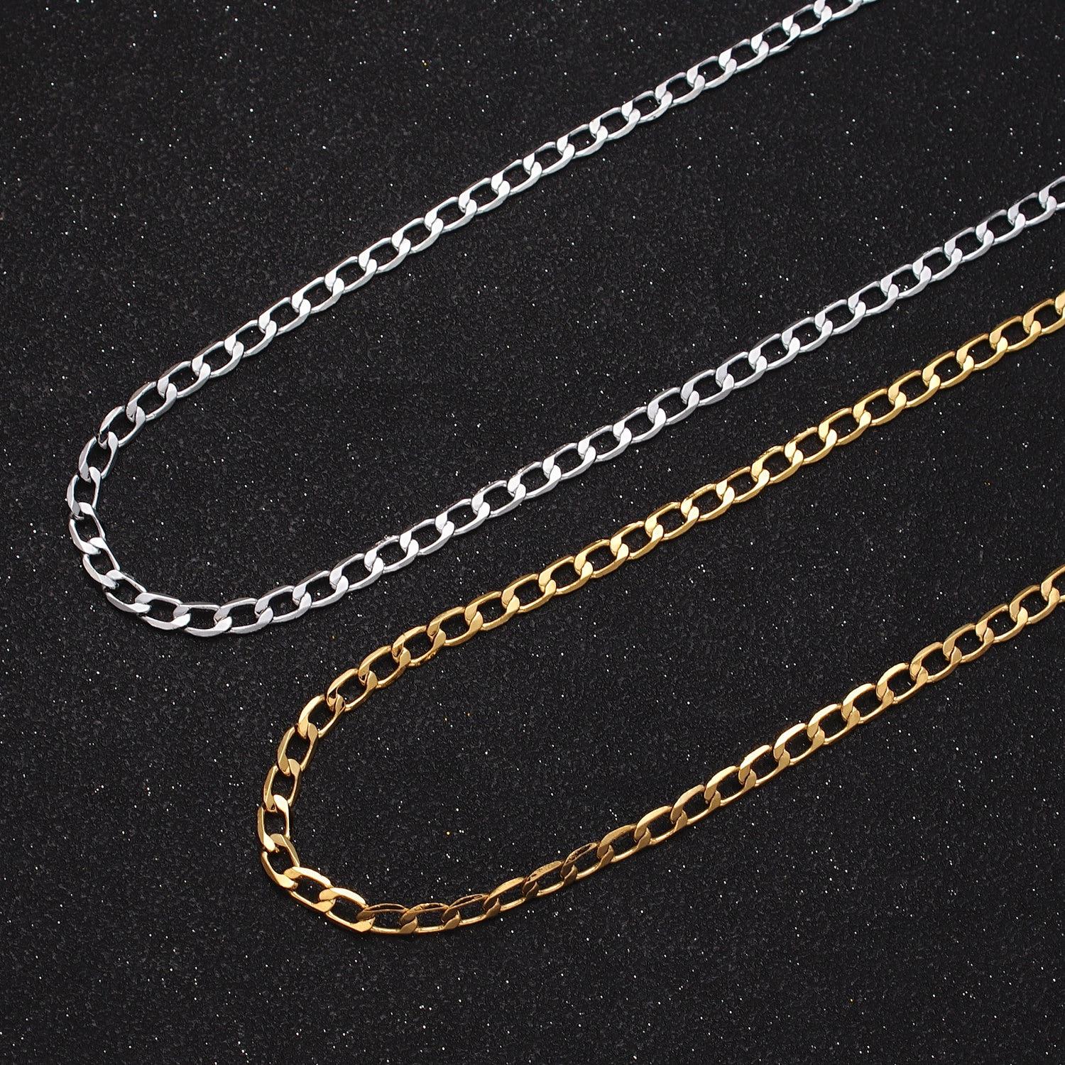 2mm, 2.5mm, 3mm, 3.5mm, 4mm 24k gold filled wholesale bulk flat curb figaro link unfinished jewelry component chain | roll-911 ~ roll-961
