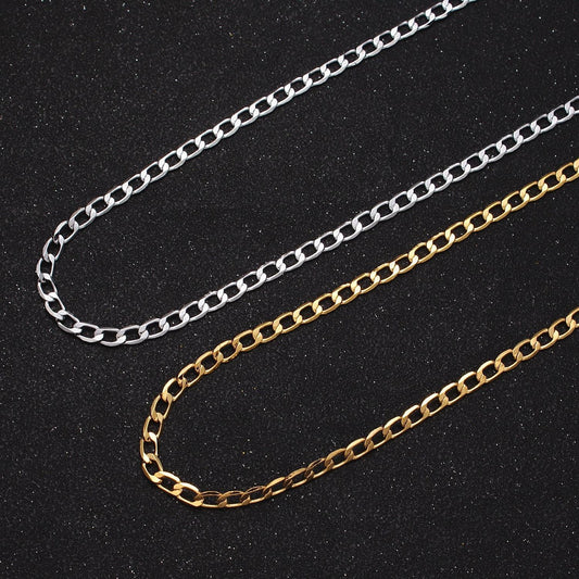 2mm, 2.5mm, 3mm, 3.5mm, 4mm 24k gold filled wholesale bulk flat curb figaro link unfinished jewelry component chain | roll-911 ~ roll-961