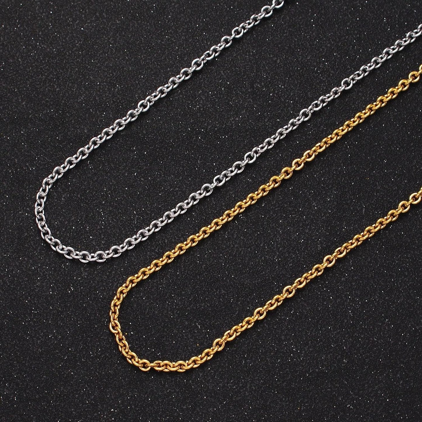 Dainty 3mm round rolo cable unfinished gold, silver chain by yard, 24k gold filled wholesale bulk roll chain | roll-907, roll-908