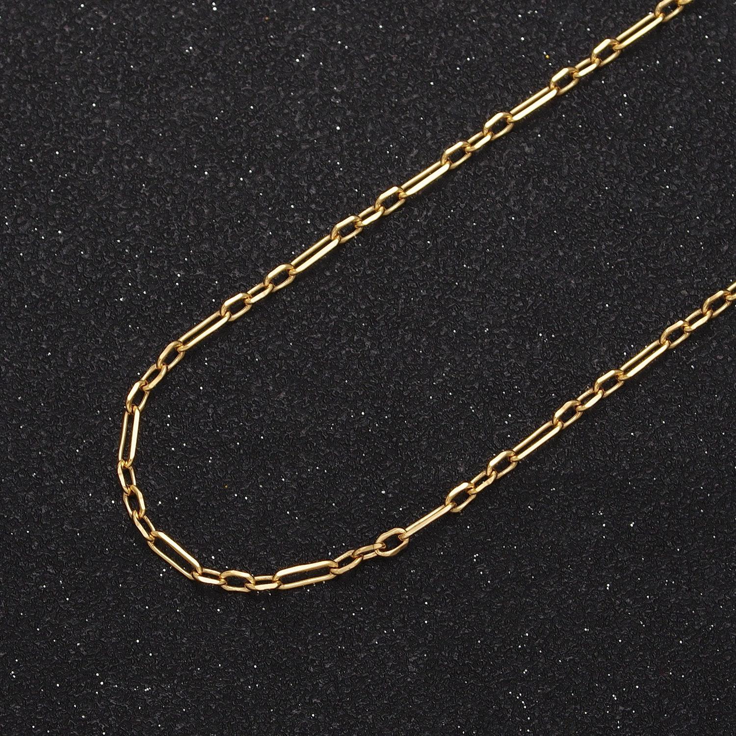 24k gold filled dainty flat edge paper clip cable link wholesale jewelry making unfinished chain in gold & silver | roll-905, roll-906