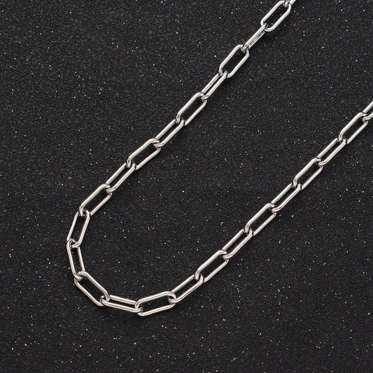 Unfinished silver paperclip chain by yard, 3.9mm or 2.9mm white gold filled paper clip bulk wholesale roll chain supply | roll-853, -854