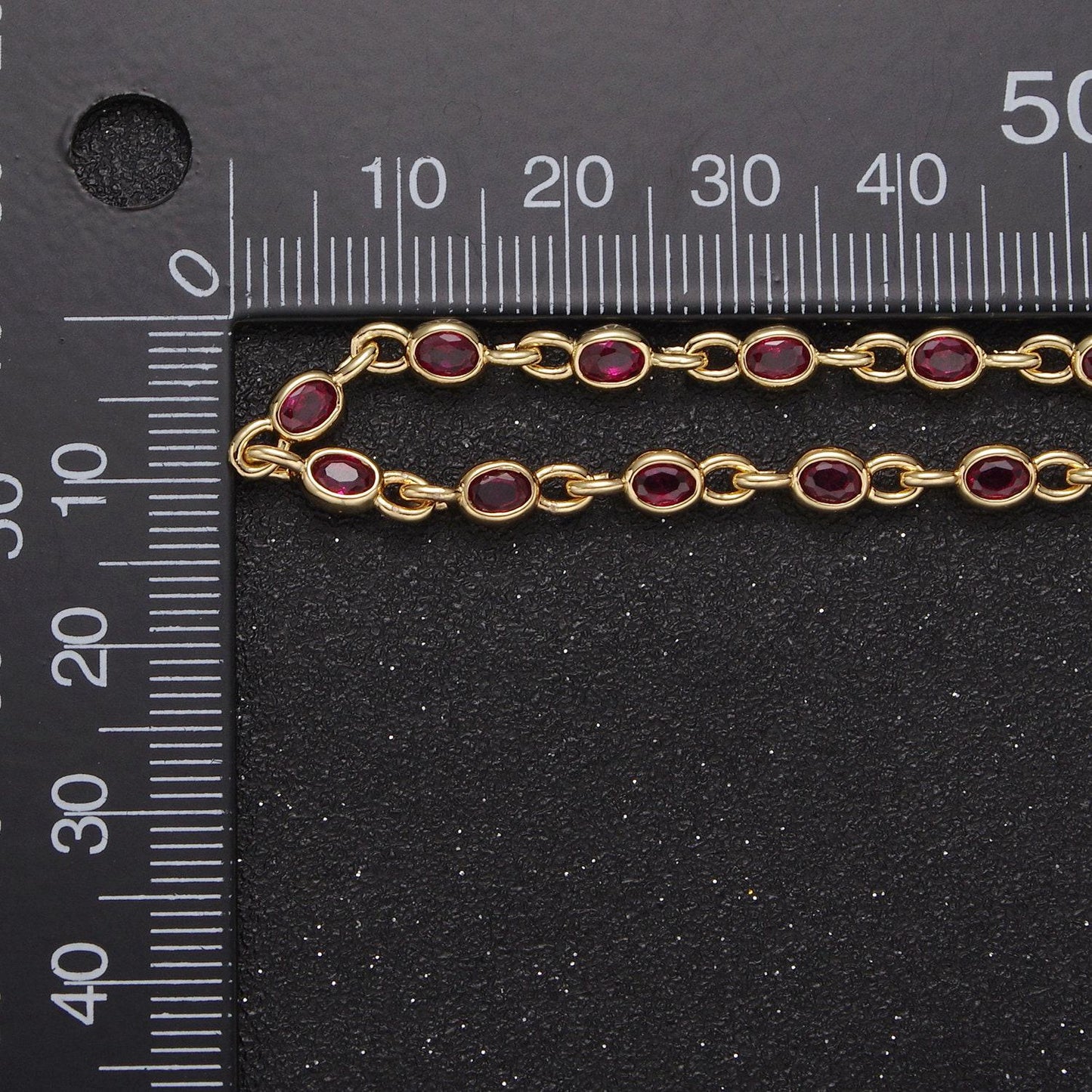 4.0mm 24k gold filled oval bezel link unsoldered cut cubic zirconia cz chain by yard bulk wholesale | roll-754, -755, -756, -859