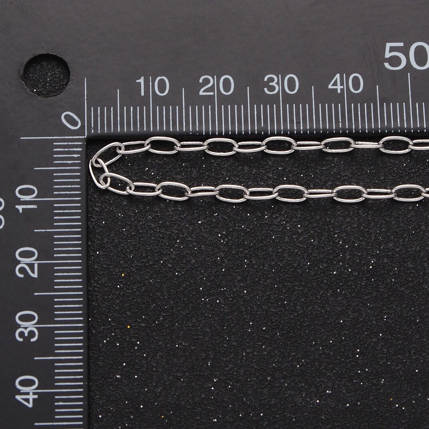 Unfinished silver paperclip chain by yard, 3.9mm or 2.9mm white gold filled paper clip bulk wholesale roll chain supply | roll-853, -854